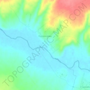 Топографическая карта Курманаево, высота, рельеф