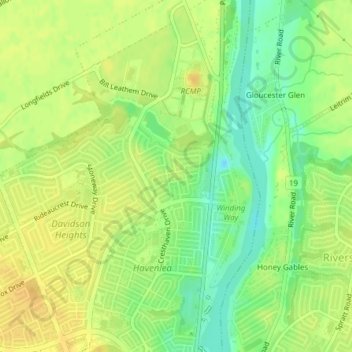 Топографическая карта Rosetta Park, высота, рельеф