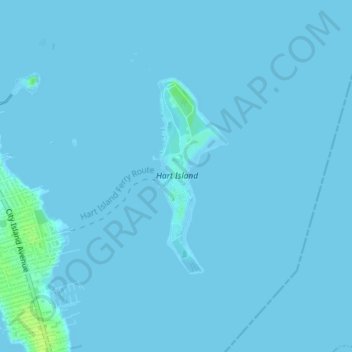 Топографическая карта Hart Island, высота, рельеф
