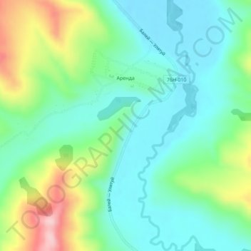Топографическая карта Аренда, высота, рельеф