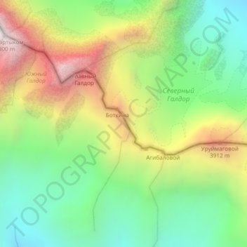 Топографическая карта Суганский хребет, высота, рельеф