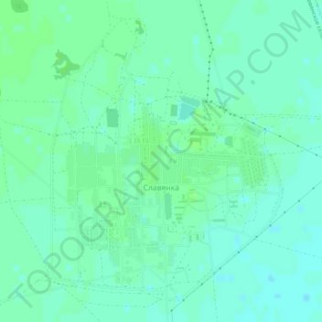 Топографическая карта Славянка, высота, рельеф