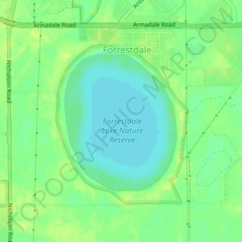 Топографическая карта Forrestdale Lake, высота, рельеф