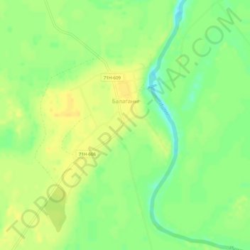 Топографическая карта Балаганы, высота, рельеф