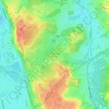 Топографическая карта Richmond Park, высота, рельеф