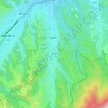 Топографическая карта Șimon, высота, рельеф