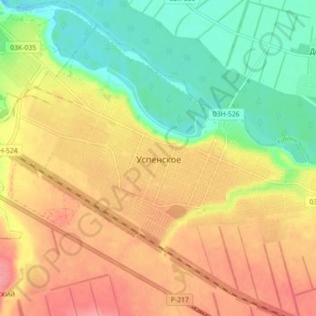 Топографическая карта Успенское, высота, рельеф