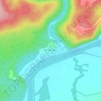 Топографическая карта Красная Бурна, высота, рельеф