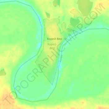 Топографическая карта Хорей-Вер, высота, рельеф
