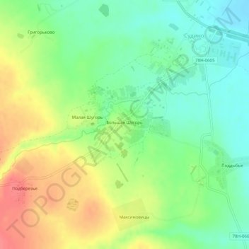 Топографическая карта Большая Шугорь, высота, рельеф