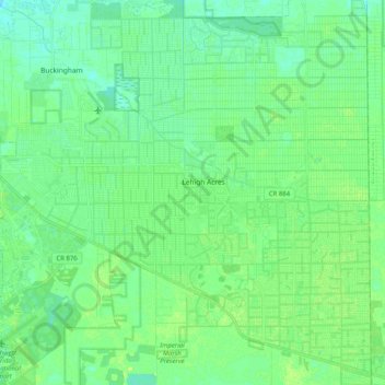 Топографическая карта Lehigh Acres, высота, рельеф