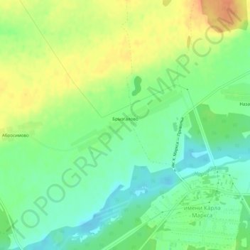 Топографическая карта Брызгалово, высота, рельеф