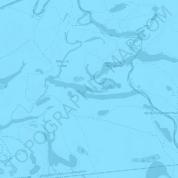 Топографическая карта озеро Ченино, высота, рельеф