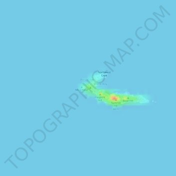 Топографическая карта Necker Island, высота, рельеф