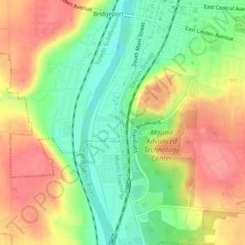 Топографическая карта Miamisburg Community Park, высота, рельеф