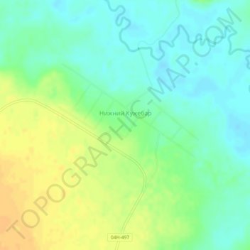 Топографическая карта Нижний Кужебар, высота, рельеф