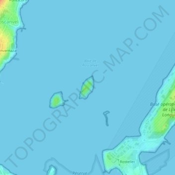 Топографическая карта Île Trébéron, высота, рельеф