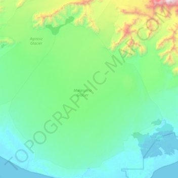 Топографическая карта Malaspina Glacier, высота, рельеф