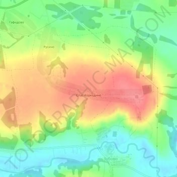Топографическая карта Спас-Коркодино, высота, рельеф