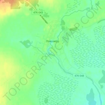 Топографическая карта Ловозеро, высота, рельеф