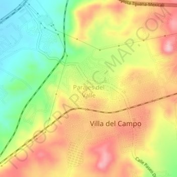Топографическая карта Parajes del Valle, высота, рельеф