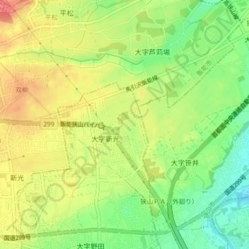 Топографическая карта 雪の鈴公園, высота, рельеф