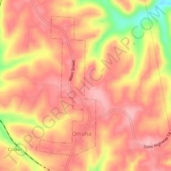 Топографическая карта Omaha, высота, рельеф