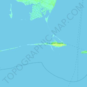 Топографическая карта Dauphin Island, высота, рельеф