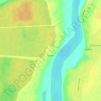 Топографическая карта Теремец, высота, рельеф