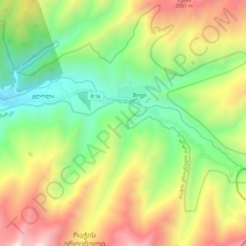Топографическая карта Чанчахи, высота, рельеф