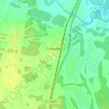 Топографическая карта Сывдарма, высота, рельеф