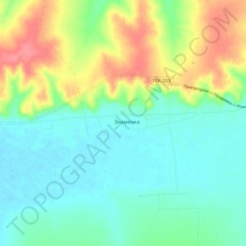 Топографическая карта Знаменка, высота, рельеф