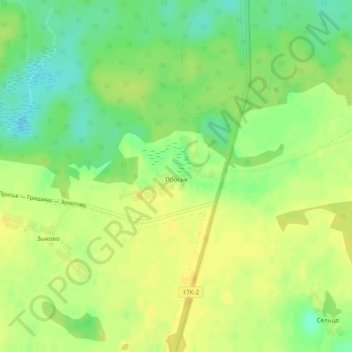 Топографическая карта Просье, высота, рельеф