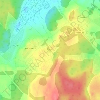 Топографическая карта Зорино, высота, рельеф