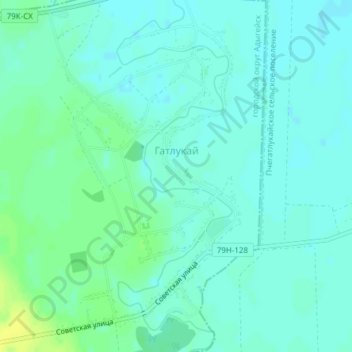Топографическая карта Гатлукай, высота, рельеф