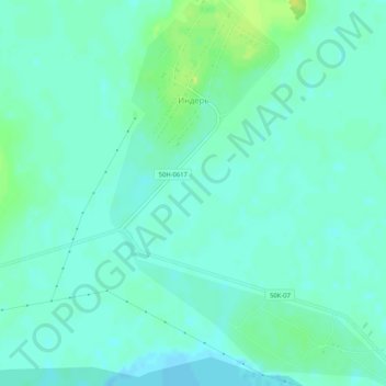 Топографическая карта Индерь, высота, рельеф