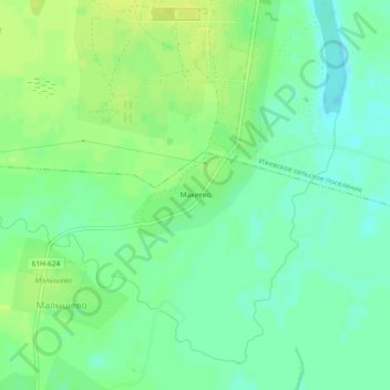 Топографическая карта Макеево, высота, рельеф
