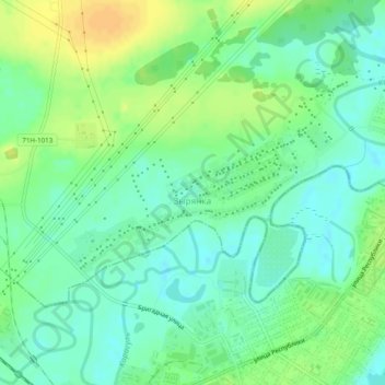 Топографическая карта Зырянка, высота, рельеф