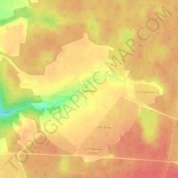 Топографическая карта Съяново, высота, рельеф
