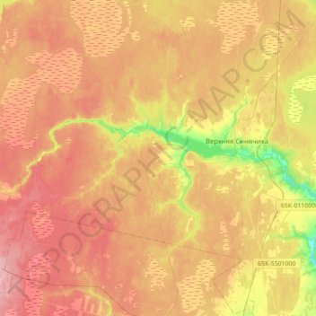 Топографическая карта Синячиха, высота, рельеф