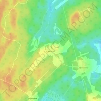 Топографическая карта Коробово, высота, рельеф