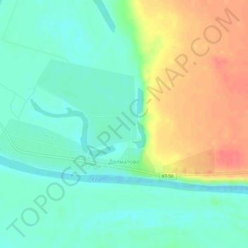 Топографическая карта Долматово, высота, рельеф
