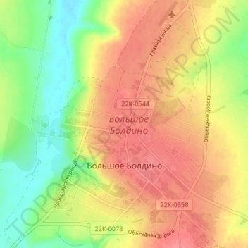 Топографическая карта Большое Болдино, высота, рельеф