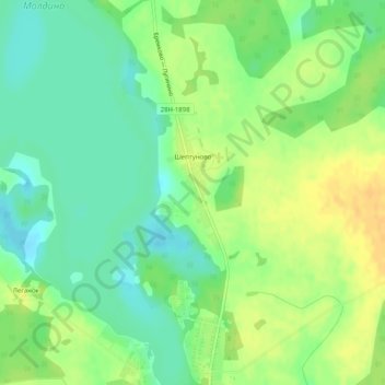 Топографическая карта Шептуново, высота, рельеф