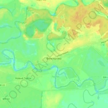 Топографическая карта Венгерово, высота, рельеф