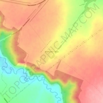Топографическая карта Майская Горка, высота, рельеф