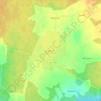 Топографическая карта Федурино, высота, рельеф