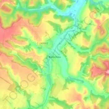 Топографическая карта Жаботин, высота, рельеф