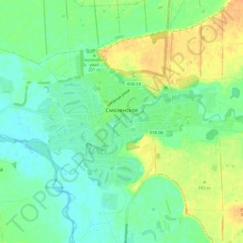 Топографическая карта Смоленское, высота, рельеф