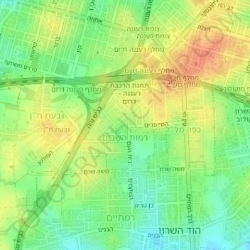 Топографическая карта Ramot HaShavim, высота, рельеф
